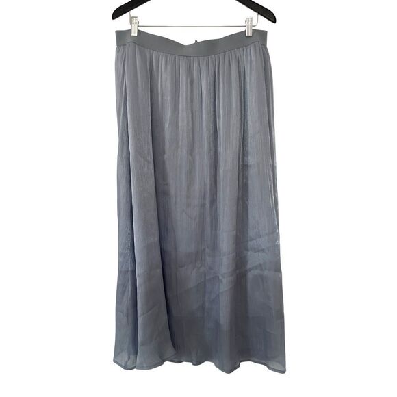 Grey Blue Crinkled Georgette Flowing Maxi Skirt - Picture 1 of 6